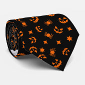 ブラックオレンジのハロウィンパターンネクタイ メンズ ネクタイ (ロール)