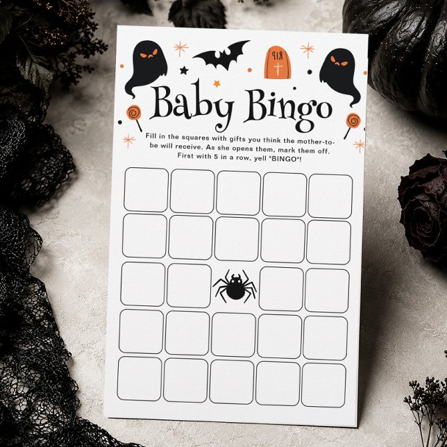 ブラックオレンジのハロウィンベビーシャワーボーイビンゴゲーム (クリエイターアップロード済み)