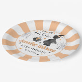 ブラックオレンジのハロウィーンベビーは赤ちゃんシャワーを醸造している ペーパープレート (アングル)