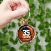 ブラックオレンジの女の子の男の子スポーツチーム名バスケットボール キーホルダー (手)