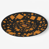 ブラックオレンジの邪悪なカボチャ浮動広場ハロウィン ペーパープレート (アングル)