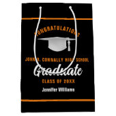 ブラックオレンジカスタム学院卒業パーティー ミディアムペーパーバッグ (正面)