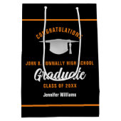 ブラックオレンジカスタム学院卒業パーティー ミディアムペーパーバッグ (裏面)