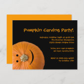 ブラックオレンジカボチャハローウィンパーティ招待 インビテーションポストカード (正面/裏面)