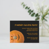 ブラックオレンジカボチャハローウィンパーティ招待 インビテーションポストカード (スタンド正面)