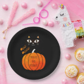 ブラックオレンジカボチャ不気味猫かわいいブーブハロウィーン ペーパープレート (パーティー)