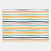 ブラックオレンジカワイカボチャストライプのハロウィン ラッピングペーパーシート (正面3)