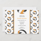 ブラックオレンジガールズバレーボール誕生日パーティー 招待状 (正面)