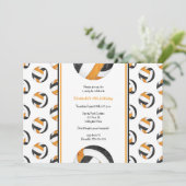 ブラックオレンジガールズバレーボール誕生日パーティー 招待状 (スタンド正面)