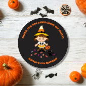 ブラックオレンジキュートガールハロウィーン誕生日ウィッチ ラウンドシール