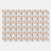 ブラックオレンジキュートブースパイダーストライプハロウィーン ラッピングペーパーシート (正面)