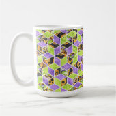 ブラックオレンジグリーンパープルハロウィンキューブ コーヒーマグカップ (左)