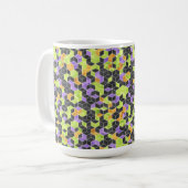 ブラックオレンジグリーンパープルハロウィンキューブ コーヒーマグカップ (正面左)