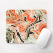ブラックオレンジグリーン大理石 マウスパッド (マウス)