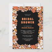 ブラックオレンジグルービーレトロワイルドフラワーブライダルシャワー 招待状 (正面)