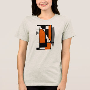 ブラックオレンジグレーMCMルックジオメトリックアート抽象芸術 トライブレンドTシャツ