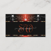 ブラックオレンジスクイグルスパークルダイヤモンドモノグラム 名刺 (正面)