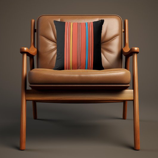 ブラックオレンジストライプヴィンテージ クッション