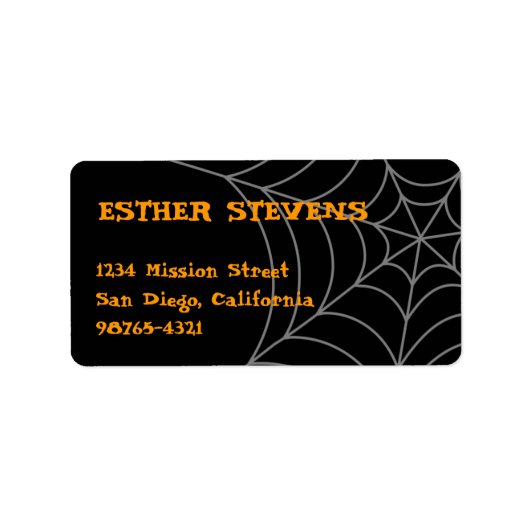 ブラックオレンジスパイダーウェブハロウィーン差出人住所 ラベル (正面)
