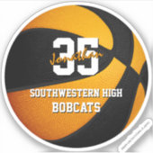 ブラックオレンジスポーツチームカラーズバスケットボール シール (正面)