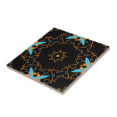 ブラックオレンジターコイズアラベスクモザイクパターン タイル (側面)