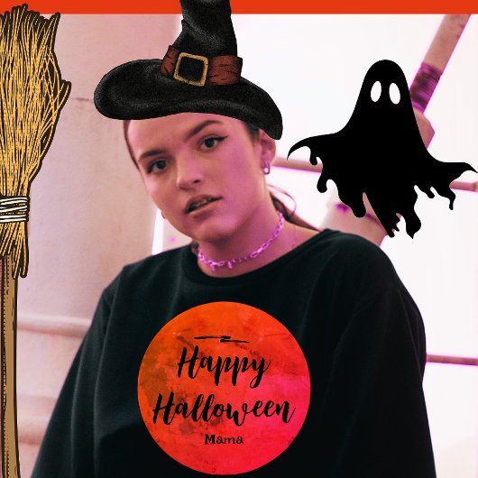 ブラックオレンジダークタイポグラフィフルムーンハロウィーン Tシャツ