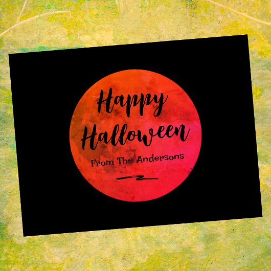 ブラックオレンジダークナイトフルムーンハッピーハローウィン シーズンポストカード