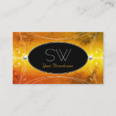 ブラックオレンジダ華美ミズきらめくモノグラム 名刺 (正面)