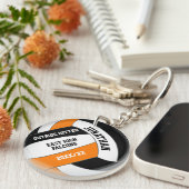 ブラックオレンジチームカラーカスタムボーイズバレーボール キーホルダー (正面右)