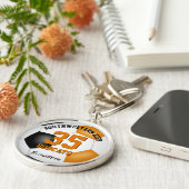 ブラックオレンジチームカラーズガールズスポーティーなサッカー キーホルダー (側面)