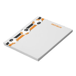 ブラックオレンジチームカラーズサッカーコーチカスタムー ノートパッド