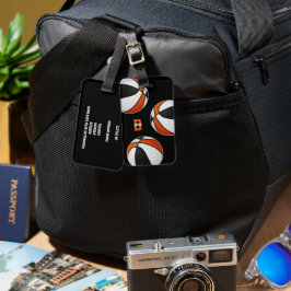 ブラックオレンジチームカラーバスケットボールアスリート ラゲッジタグ