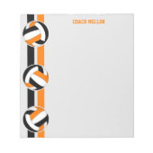 ブラックオレンジチームカラーバレーボールカスタムコーチ ノートパッド (正面)
