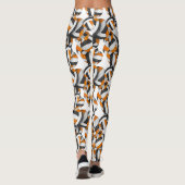 ブラックオレンジチームカラーバレーボールパターン レギンス (裏面)