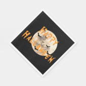 ブラックオレンジハッピーハローウィンムーンこうもり スタンダードランチョンナプキン (角)