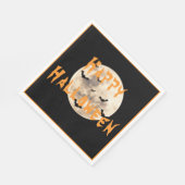 ブラックオレンジハッピーハローウィンムーンこうもり スタンダードランチョンナプキン (角)