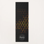 ブラックオレンジハニカム形状パターンモノグラム ヨガマット (正面)