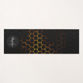 ブラックオレンジハニカム形状パターンモノグラム ヨガマット (正面(横))