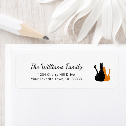 ブラックオレンジハロウィンキャッツ差出人住所 ラベル (インサイチュ)