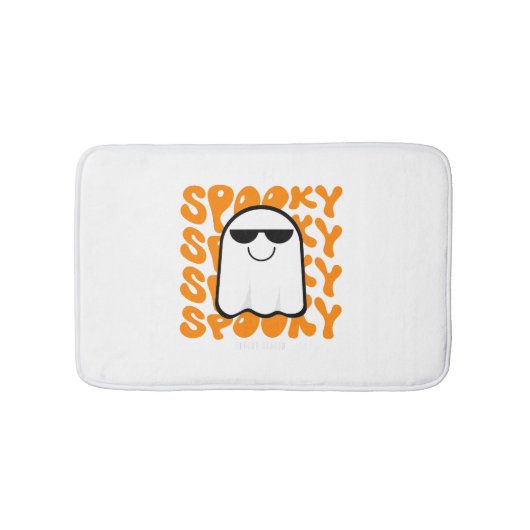ブラックオレンジハロウィ不気味ーン バスマット (正面)
