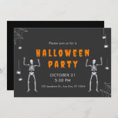 ブラックオレンジハ図解入りの、写真付きのロウィーン招待状 招待状 (正面/裏面)