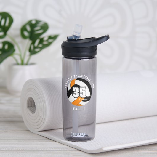 ブラックオレンジバレーボールクラブカラカスタムー ウォーターボトル (ヨガ)