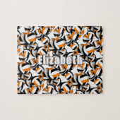 ブラックオレンジバレーボールチームカラーズキッドの名前 ジグソーパズル (横)