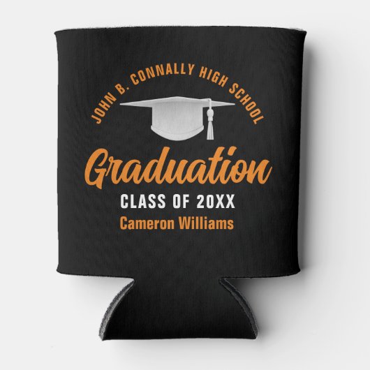 ブラックオレンジパーソナライズされた卒業式パーティー 缶クーラー (正面)