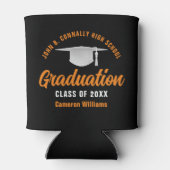 ブラックオレンジパーソナライズされた卒業式パーティー 缶クーラー (裏面)