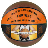 ブラックオレンジパーソナライズされた、コーチ用バスケットボール バスケットボール (正面)