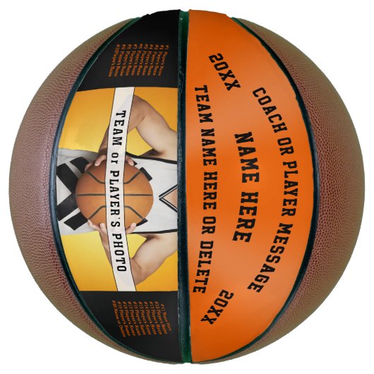 ブラックオレンジパーソナライズされた、コーチ用バスケットボール バスケットボール (縦)