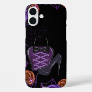 ブラックオレンジパープルハロウィーン財布&ヒール iPhone 16 PLUSケース