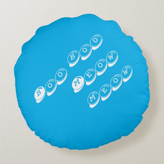 ブラックオレンジブルーキャットカボチャトリックまたはトリートブー ラウンドクッション (裏面)