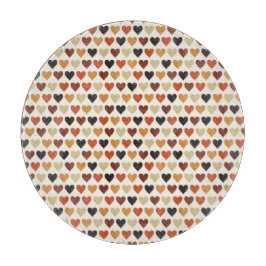 ブラックオレンジレッドブラウン秋ハート カッティングボード